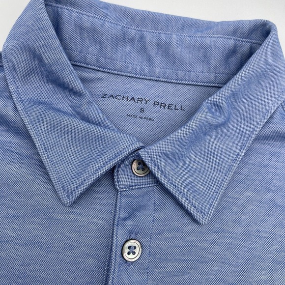 Zachary Prell Polo Men's Blue Stretch Short Sleeve Shirt Size Small‎ - Picture 2 of 5